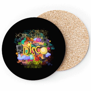 Discover Vector Disco Theme Guitar Piano Song Drum Speaker Coasters