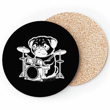 Discover Cute Pug Puppy Drummer Design Coasters