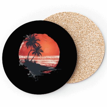 Discover Tropical Sunset Escape With Palm Trees Coasters