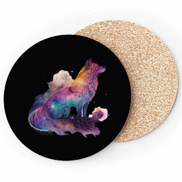 Discover Wolf Print, Cosmic Wolves, Animal Print, Cosmos Coasters
