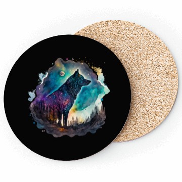 Discover Wolf Print, Cosmic Wolves, Animal Print, Cosmos Coasters