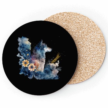 Discover Wolf Print, Cosmic Wolves, Animal Print, Cosmos Coasters