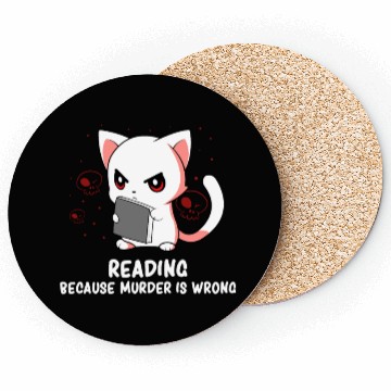 Discover Reading - Reading Cat - Dark Humor - Reading Book Coasters