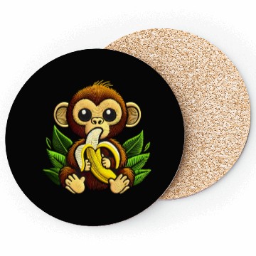 Discover Funny Monkey Eating a Banana Coasters