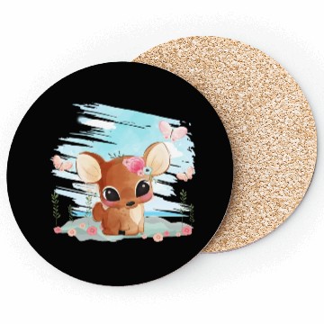 Discover Funny Deer Sitting On Sand At The Beach Coasters