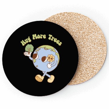 Discover Hug More Trees Retro Earth Mascot Coasters