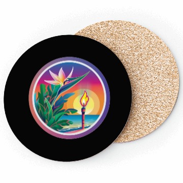 Discover Paradise Flower and Torch Coasters