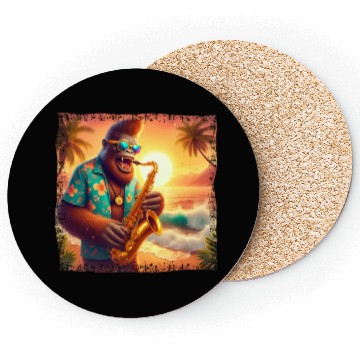 Discover Bigfoot Saxophone Vacation Sunset Coasters