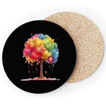 Discover Colorful Dripping Tree Fantasy Coasters