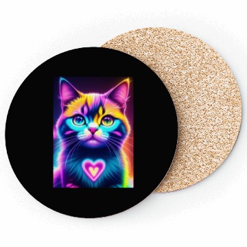 Discover Neon Cat Heart Coasters
