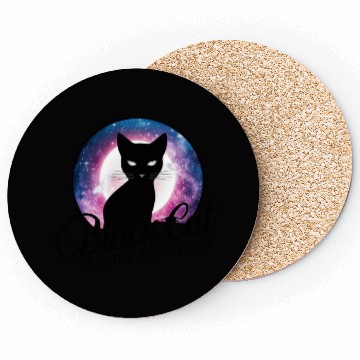 Discover Cosmic Luck Black Cat Coasters