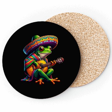 Discover Cinco de Mayo Frog Mariachi Guitar Coasters