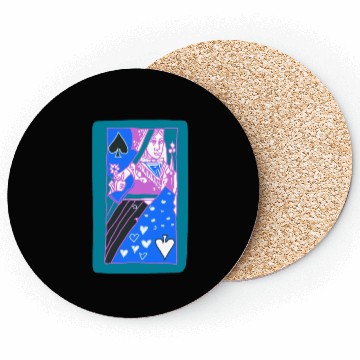 Discover Teal Queen Of Spades Modern Art Playing Card Coasters