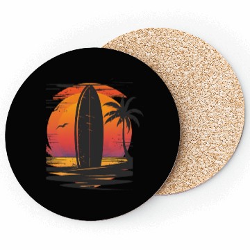 Discover Sunset Surfing Retreat Tropical Vibes Coasters