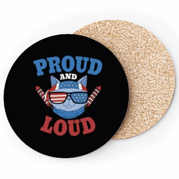 Discover Proud and Loud 4th of July Cat Coasters