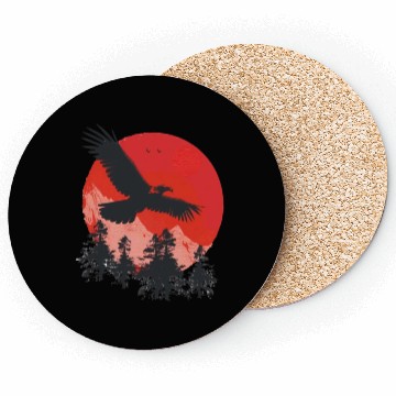 Discover Majestic Eagle Over Mountain Sunset Coasters