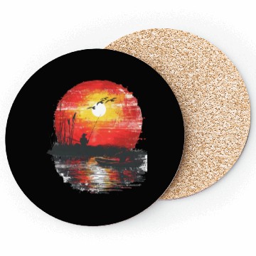Discover Sunset Fishing Serenity Scene Coasters