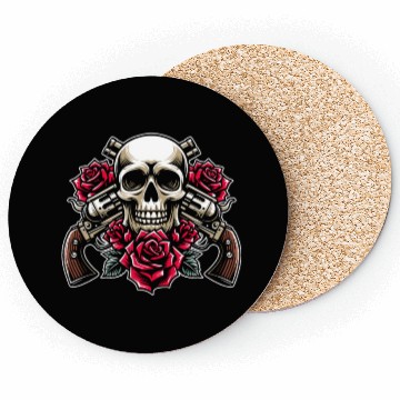 Discover Skeleton Roses Guitar Guns Skull Roses Coasters