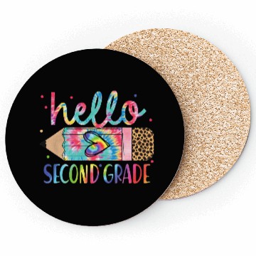 Discover Back To School Hello second 2nd Grade Leopard Coasters