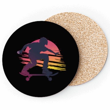 Discover Sunset Skateboarder Urban Vibes Coasters