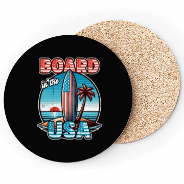 Discover Board in the USA Patriotic Summer Surfboard Coasters