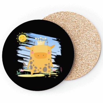 Discover Kawaii King Giraffe Using Crown Adorable Cartoon Coasters