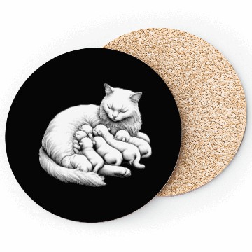 Discover Breastfeeding Mother Cat Coasters