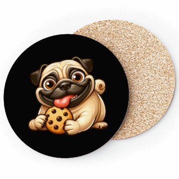 Discover Pug with Cookie Sweet Dessert Coasters