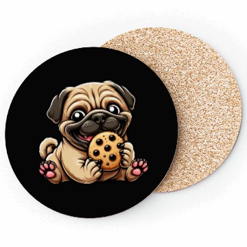 Discover Pug Cookie Sweet Dessert Biscuit Coasters