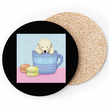 Discover Cute Polar Bear Illustration (Color) Coasters