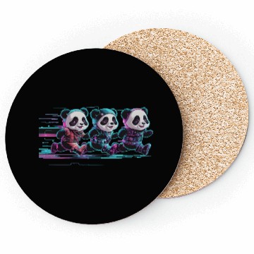 Discover funny panda running with a joyful Coasters