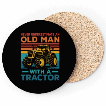 Discover Never Underestimate An Old Man With A Tractor Farm Coasters