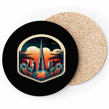 Discover Dubai City United Arab Emirates Vintage Travel Coasters