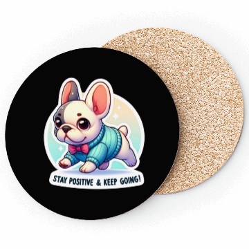 Discover Stay Positive French Bulldog Motivational Words Coasters