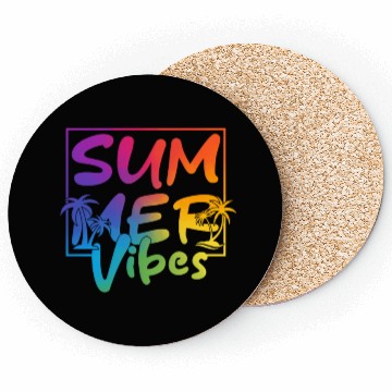 Discover Summer Vibes Colorful Palm Retro Summer Coasters