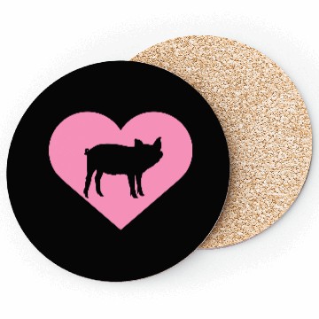 Discover I Love Pigs pig heart piggy piglet silhouette Coasters