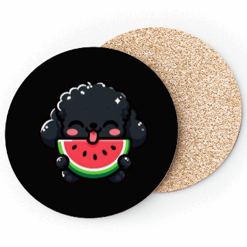 Discover Summery Poodle with Watermelon Coasters