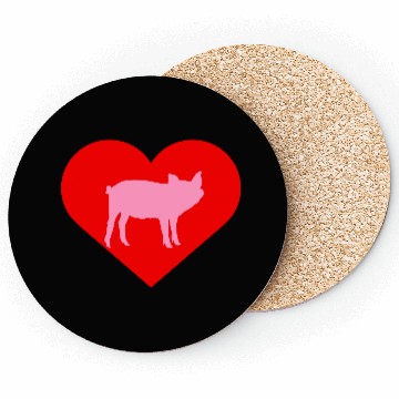 Discover I Love Pigs pig heart piggy piglet silhouette Coasters