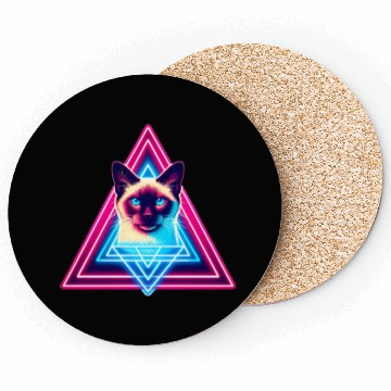 Discover Siamese cat in the 80s style triangle Coasters