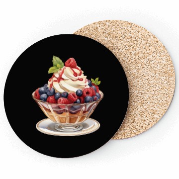 Discover Fruity Raspberries and Blueberries Parfait Sundae Coasters