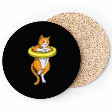 Discover Cat Swimming Swim ring Coasters