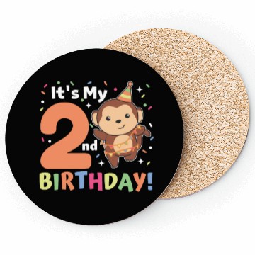 Discover Monkey 2nd Birthday Kids Two Years Old Coasters