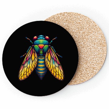 Discover Colorful Cicada Insect Great Eastern Brood Cicada Coasters