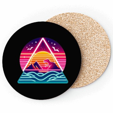 Discover Retro dinosaurs in the 80s triangle Coasters
