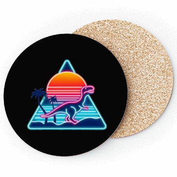 Discover Retro dinosaurs in the 80s triangle Coasters