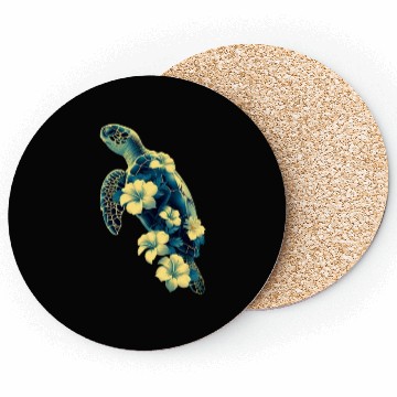 Discover Nature Inspired Floral Sea Turtle with Tropical Fl Coasters
