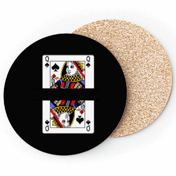Discover Playing card queen of spades with banner space Coasters