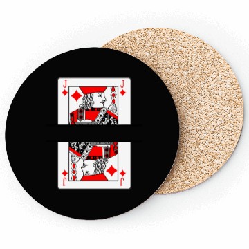 Discover Playing card jack of diamonds with banner space Coasters
