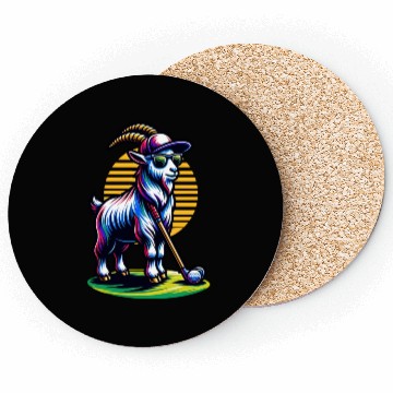 Discover Goat Golfer Golf Course Dog Owner Coasters
