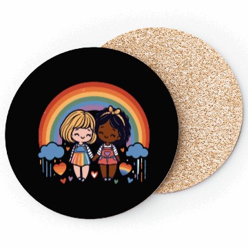 Discover Cute Lesbian Sapphic Whitey Melanin Rainbow Pride Coasters